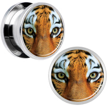 Load image into Gallery viewer, Full Color Tiger Eyes Steel Screw Fit Plug Set 9/16