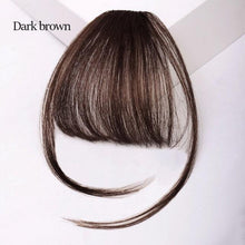 Load image into Gallery viewer, Synthetic Air Bangs Heat Resistant Hairpieces Hair Women Natural Short Black Brown Bangs Hair Clips For Extensions Natural Flat Neat Bangs With Temples For Women One Piece Hairpiece