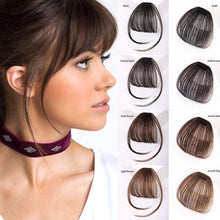 Load image into Gallery viewer, Synthetic Air Bangs Heat Resistant Hairpieces Hair Women Natural Short Black Brown Bangs Hair Clips For Extensions Natural Flat Neat Bangs With Temples For Women One Piece Hairpiece
