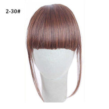 Load image into Gallery viewer, Synthetic Air Bangs Heat Resistant Hairpieces Hair Women Natural Short Black Brown Bangs Hair Clips For Extensions Natural Flat Neat Bangs With Temples For Women One Piece Hairpiece