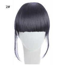 Load image into Gallery viewer, Synthetic Air Bangs Heat Resistant Hairpieces Hair Women Natural Short Black Brown Bangs Hair Clips For Extensions Natural Flat Neat Bangs With Temples For Women One Piece Hairpiece