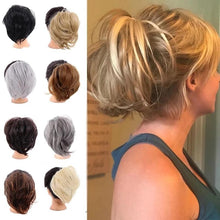 Load image into Gallery viewer, Synthetic Messy Bun Scrunchie Chignon With Elastic Hair Bands Donut Straight Ponytail Hair Pieces For Women Hair Extensions Clip in Hair Extension For Volumized Hair Buns For Girls