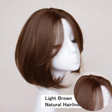 Load image into Gallery viewer, Synthetic Wigs Short Wavy Womens Wig Natural Part Side Hair Black Brown Wigs For Women Heat Resistant Daily Wigs For Black Women Cosplay Wigs For Women Gifts for Girlfriends