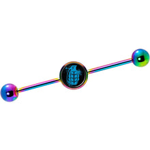 将图片加载到图库查看器,14G Blue Grenade Rainbow Industrial Barbell 37mm
