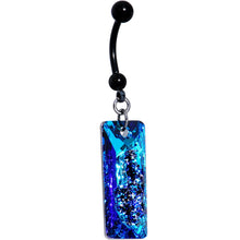 Load image into Gallery viewer, Druzy Bermuda Blue Belly Ring Created with Crystals
