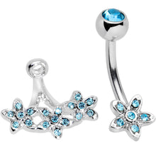 Load image into Gallery viewer, Blue Gem Field of Flowers Dangle Belly Ring