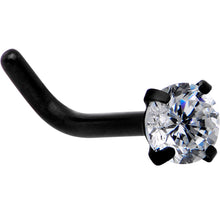 Load image into Gallery viewer, 18G 1/4 Clear 3mm CZ Gem Black IP L-Shape Nose Ring