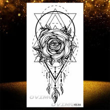 Load image into Gallery viewer, Temporary Lotus Flower Sticker Tattoo Fake Black Elegant Flower Design Women Body Art Fake Arm Tattoo Stickers For Womens