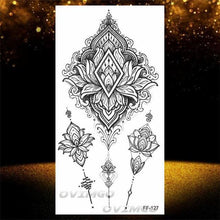 Load image into Gallery viewer, Temporary Lotus Flower Sticker Tattoo Fake Black Elegant Flower Design Women Body Art Fake Arm Tattoo Stickers For Womens