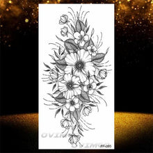 Load image into Gallery viewer, Temporary Lotus Flower Sticker Tattoo Fake Black Elegant Flower Design Women Body Art Fake Arm Tattoo Stickers For Womens
