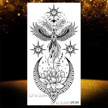 Load image into Gallery viewer, Temporary Lotus Flower Sticker Tattoo Fake Black Elegant Flower Design Women Body Art Fake Arm Tattoo Stickers For Womens