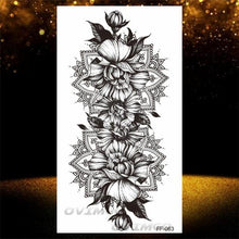 Load image into Gallery viewer, Temporary Lotus Flower Sticker Tattoo Fake Black Elegant Flower Design Women Body Art Fake Arm Tattoo Stickers For Womens