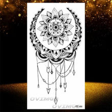 Load image into Gallery viewer, Temporary Lotus Flower Sticker Tattoo Fake Black Elegant Flower Design Women Body Art Fake Arm Tattoo Stickers For Womens