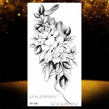 Load image into Gallery viewer, Temporary Lotus Flower Sticker Tattoo Fake Black Elegant Flower Design Women Body Art Fake Arm Tattoo Stickers For Womens