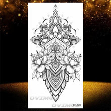 Load image into Gallery viewer, Temporary Lotus Flower Sticker Tattoo Fake Black Elegant Flower Design Women Body Art Fake Arm Tattoo Stickers For Womens