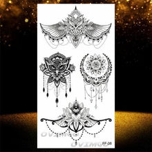 Load image into Gallery viewer, Temporary Lotus Flower Sticker Tattoo Fake Black Elegant Flower Design Women Body Art Fake Arm Tattoo Stickers For Womens