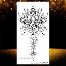 Load image into Gallery viewer, Temporary Lotus Flower Sticker Tattoo Fake Black Elegant Flower Design Women Body Art Fake Arm Tattoo Stickers For Womens