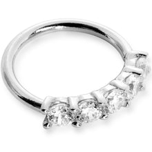 Load image into Gallery viewer, 18G 1/4 Clear CZ Gem 14k White Gold Seamless Circular Ring