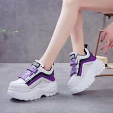 Load image into Gallery viewer, Thick Bottom Chunky Womens Sneakers White Black High Heels Strong Woman Casual Autumn Winter Footwear Casual Everyday Walking Fashionable Sneakers