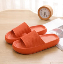 将图片加载到图库查看器,Thick Platform Bathroom Home Slippers Women Fashion Soft Sole EVA Indoor Slides Woman Sandals Summer Non-slip Flip Flops Quick Drying Open Toe Super Soft Comfy Thick Sole Home House Cloud Cushion Sandals For Indoor And Outdoor Platform Shoes