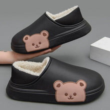 将图片加载到图库查看器,Thick Platform Winter Women Waterproof Non-Slip Home Rubber Slippers Warm Indoor Fur Cotton Women's Cozy Memory Foam Closed Back Slippers Wool-Like Blend Cotton House Shoes