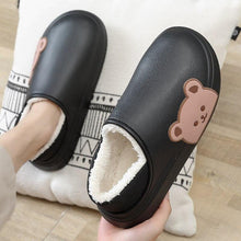 将图片加载到图库查看器,Thick Platform Winter Women Waterproof Non-Slip Home Rubber Slippers Warm Indoor Fur Cotton Women's Cozy Memory Foam Closed Back Slippers Wool-Like Blend Cotton House Shoes