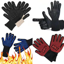 将图片加载到图库查看器,Thickened BBQ Gloves High Temperature Oven Gloves 500 800 Degrees Fire Resistant BBQ Heat Insulated Microwave Gloves Heat Insulation Gloves for BBQ Cooking Heat Resistant Grill Gloves Insulated Durable Fireproof For Cooking Grilling BBQ