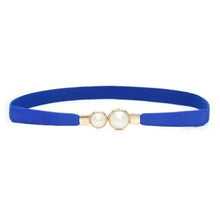 将图片加载到图库查看器,Thin Elastic Stretch Women Buckle Skinny Fashion Belts Metal Leaf Buckle Design Belts For Ladies