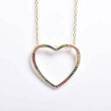 将图片加载到图库查看器,Thin Open Heart Rainbow Necklace
