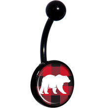 将图片加载到图库查看器,Red Black Plaid Polar Bear Black Belly Ring
