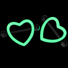 Load image into Gallery viewer, 3/4 Purple Glow in the Dark Valentine Heart Nipple Shield Set
