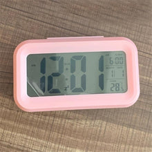 Load image into Gallery viewer, Time and Temperature Digital Table Snooze Alarm Clock LCD Display Bedside Alarm Clock with Snooze Backlight Night Light Date and Temperature Sleep Timer for for Heavy Sleepers Children Wake Up Kids Alarm Clock Night Light for Children Desk Clock