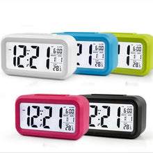 Load image into Gallery viewer, Time and Temperature Digital Table Snooze Alarm Clock LCD Display Bedside Alarm Clock with Snooze Backlight Night Light Date and Temperature Sleep Timer for for Heavy Sleepers Children Wake Up Kids Alarm Clock Night Light for Children Desk Clock