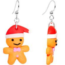 将图片加载到图库查看器,Silver Plated Holiday Gingerbread Santa Fishhook Earrings