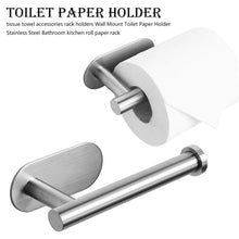 Load image into Gallery viewer, Toilet Paper Holder Bathroom Accessories Stainless Steel Bathroom Kitchen Wall Mounted Roll Paper Rack Tissue Towel Rack Holders Adhesive Toilet Paper Holder Stainless Steel Toilet Tissue Roll Holder Sticky Hand Towel Hanger No Drilling
