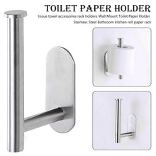 Load image into Gallery viewer, Toilet Paper Holder Bathroom Accessories Stainless Steel Bathroom Kitchen Wall Mounted Roll Paper Rack Tissue Towel Rack Holders Adhesive Toilet Paper Holder Stainless Steel Toilet Tissue Roll Holder Sticky Hand Towel Hanger No Drilling