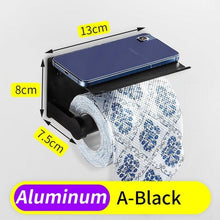 将图片加载到图库查看器,Toilet Paper Holder Phone Bathroom Roll Holder Aluminum Paper Holder with Shelf Black Double Paper Towel Holder Wall Mount Tissue Roll Hanger With Storage Shelf Space Aluminum Self Adhesive With Glue Wall Mount With Screws