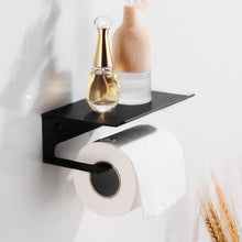 将图片加载到图库查看器,Toilet Paper Holder Phone Bathroom Roll Holder Aluminum Paper Holder with Shelf Black Double Paper Towel Holder Wall Mount Tissue Roll Hanger With Storage Shelf Space Aluminum Self Adhesive With Glue Wall Mount With Screws