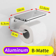将图片加载到图库查看器,Toilet Paper Holder Phone Bathroom Roll Holder Aluminum Paper Holder with Shelf Black Double Paper Towel Holder Wall Mount Tissue Roll Hanger With Storage Shelf Space Aluminum Self Adhesive With Glue Wall Mount With Screws