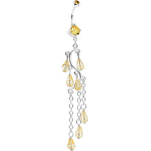 Load image into Gallery viewer, Yellow Gem Prepare To Stare Sleek Curves Dangle Belly Ring