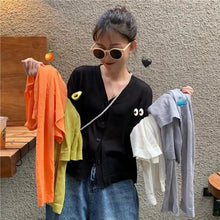 Load image into Gallery viewer, Cardigan For Women Long Sleeve Cardigan Summer Cropped Cardigan Knitted V neck Thin Ice Silk Sweaters Sunscreen Shirt Tops