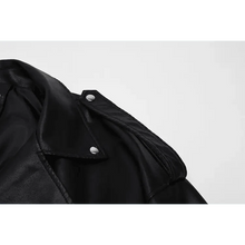 Load image into Gallery viewer, PU Faux Leather Jacket Women Loose Sashes Casual Biker Jackets Outwear Female Tops BF Style Black Leather Jacket Coat