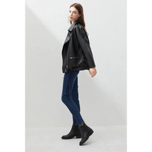 Load image into Gallery viewer, PU Faux Leather Jacket Women Loose Sashes Casual Biker Jackets Outwear Female Tops BF Style Black Leather Jacket Coat