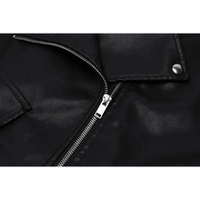 Load image into Gallery viewer, PU Faux Leather Jacket Women Loose Sashes Casual Biker Jackets Outwear Female Tops BF Style Black Leather Jacket Coat