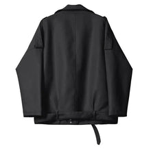 Load image into Gallery viewer, PU Faux Leather Jacket Women Loose Sashes Casual Biker Jackets Outwear Female Tops BF Style Black Leather Jacket Coat