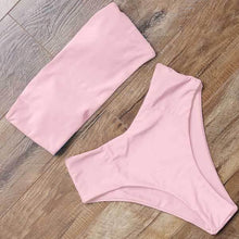 Load image into Gallery viewer, Top Swimsuit Push Up Bikini Set Women's Crop Top High Waist Swimsuit Sport High Cut Bikini Set Two Piece Bathing Suits High Waist Solid Bathing Suit Summer Swimwear Women Beachwear