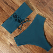 Load image into Gallery viewer, Top Swimsuit Push Up Bikini Set Women's Crop Top High Waist Swimsuit Sport High Cut Bikini Set Two Piece Bathing Suits High Waist Solid Bathing Suit Summer Swimwear Women Beachwear