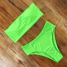 Load image into Gallery viewer, Top Swimsuit Push Up Bikini Set Women's Crop Top High Waist Swimsuit Sport High Cut Bikini Set Two Piece Bathing Suits High Waist Solid Bathing Suit Summer Swimwear Women Beachwear