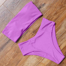 Load image into Gallery viewer, Top Swimsuit Push Up Bikini Set Women's Crop Top High Waist Swimsuit Sport High Cut Bikini Set Two Piece Bathing Suits High Waist Solid Bathing Suit Summer Swimwear Women Beachwear