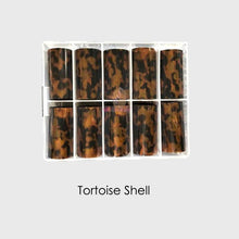 Load image into Gallery viewer, Tortoiseshell Amber Nails Tortoise Shell Nail Art Foil Transfer Decals Wraps Tips Nail Manicure Decorations Leopard Nail Foil Transfer Stickers Leopard Snake Laser Gold Design Nail Foil Decals Art Sticker for Women Manicure Tips